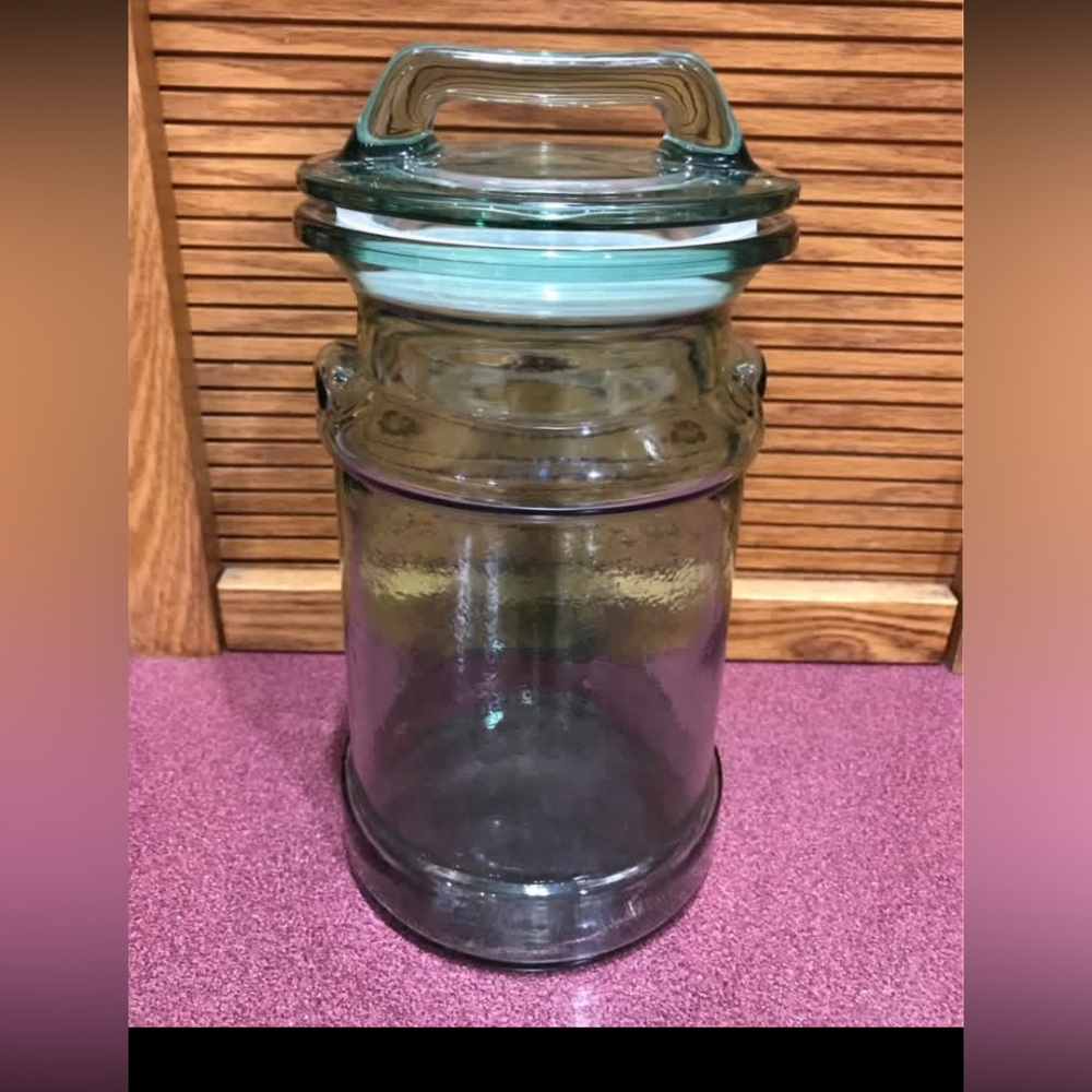 Vintage Le Smith Green Glass/ Apothecary Canister